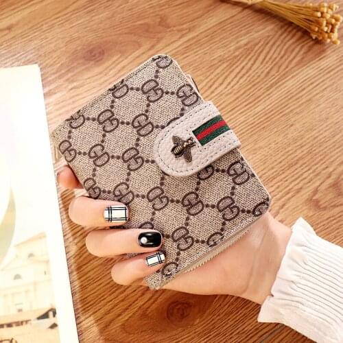 Wholesale Genuine Leather Bee Women Wallet Hasp Wallet Female Small Coin Purse Leather Zipper Women Purse 100PCS/lot