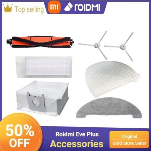 Original Xiaomi Roidmi Eve Plus Cleaning Sweeper HEPA Filter Main Brush Side Brush Dust Bag Disposable Mop Original Accessories