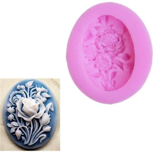 Oval Peony Flowers Shape Fondant Cake Silicone Mold DIY Cake Decorating Baking Tools Candy Chocolate Molds Biscuits Soap Mould