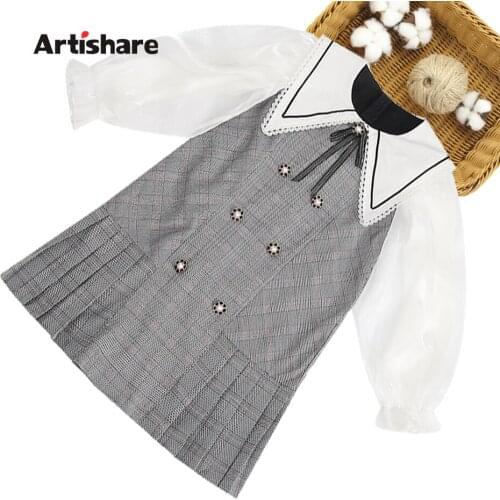 Girls Dress Plaid Pattern Dress For Girl Casual Style Dress Kids Spring Autumn Costume Girl 6 8 10 12 14
