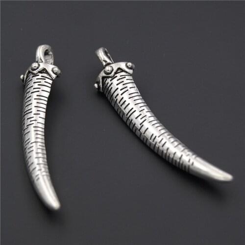 5PCS Tibetan Silver Color Tooth Charms Elephants Tusk Pendants For Jewelry Making DIY Handmade A2306