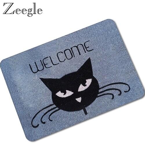 Zeegle Rubber Door Mat Welcome Indoor Carpet Anti-slip Kitchen Rug Outdoor Mat Waterproof Shower Carpet Hallway Rug Foot Mat