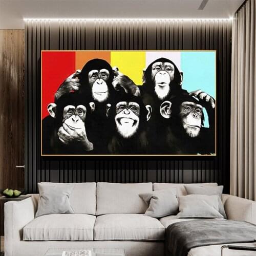 Andy Warhol Monkey Gorilla Animal Canvas Painting Posters and Prints Wall Art Pictures for Living Room Children Kids Room Decor