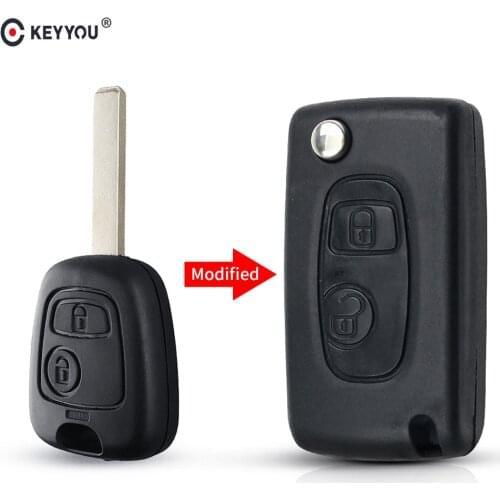 KEYYOU Modified 2 Buttons Folding Flip Remote Key Shell Case For Peugeot 107 207 307 407 607 1007 Key Fob Cover VA2 Blade