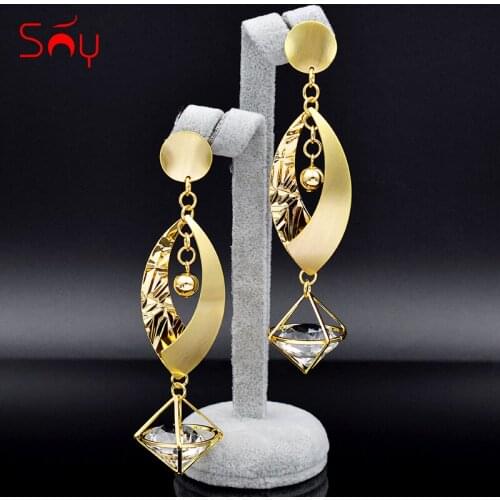 Sunny Jewelry Long Drop Dangle Earrings For Women Fashion Jewelry High Quality Cubic Zirconia Fairy Earrings For Wedding Party