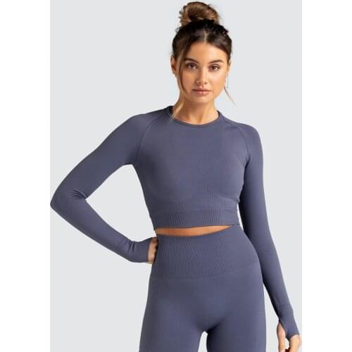 Sport Womens T-shirts Yoga Top Workout Fitness Top Long Sleeve Crop Top Female Yoga Clothes Sports Shirts Fitness Gym Clothing