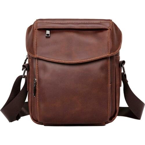 Fashion Shoulder Bag for Men PU Leather Crossbody Bags Male Pocket Casual Large Capacity Messenger Bag for Phone Man Sling Packs