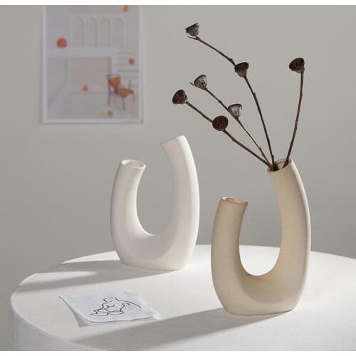 Ins Nordic Dried Flower Vase White Ceramic Home Decoration Flower Arrangement Hydroponics Homestay Cafe Studio Decoration