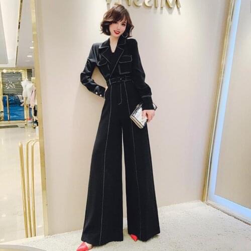 Women Pants Decorative Open-Line Suit Jumpsuit Spring 2021 Womens High Waist Black Jumpsuit Pantalones De Mujer