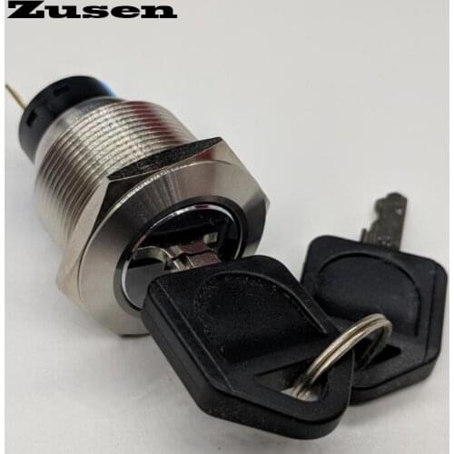 Zusen 22mm ZS22F-11Y/21/S 2 position lock Metal Key Switch push button switch