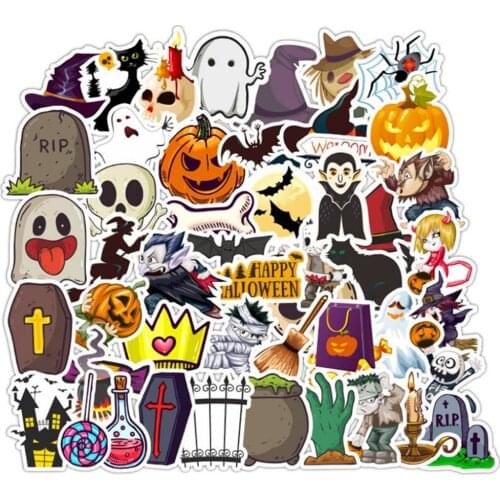 10/30/50PCS Halloween Horror Night Gift Graffiti Sticker Laptop Skateboard Guitar Skeleton Helmet Decoration Sticker Wholesale