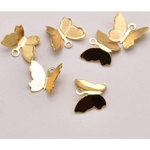 20Pcs/Lot 12mm 18K Brass Gold Plated Butterfly Shape Pendant Earring Findings Wholesale Jewelry Lots Accessories JA0132