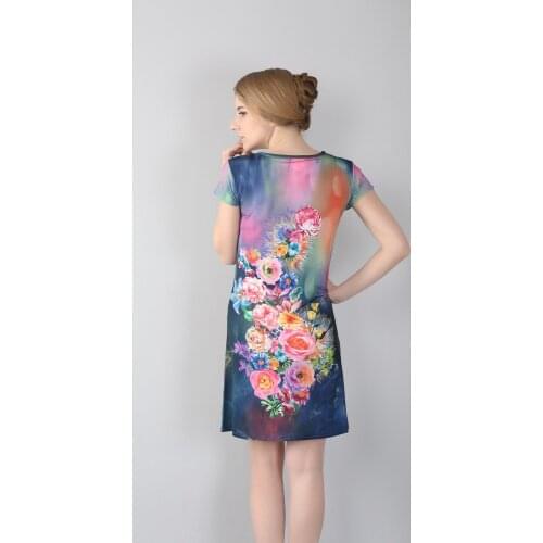 2020 New arrival Summer Women Dresses Thin Flower Short Sleeve Print Knee-length O-neck super large plus size XL-3XL4XL5XL6XL7XL