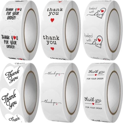 500pcs Labels 1inch White Thank You Stickers For Wedding Pretty Gift Cards Envelope Sealing Label Stickers
