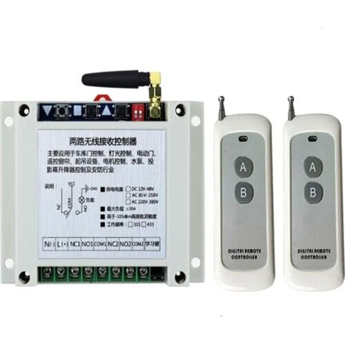 500m DC 12V 24V 36V 48V 2CH Wireless Remote Control LED Light Switch Relay Output Radio RF Transmitter And 315/433 MHz Receiver