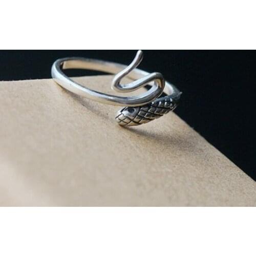 925 Sterling Silver Old Silver Craftsman Handcrafted Individual Trendy Openings Adjustable Serpentine Ring Ladies Accessories