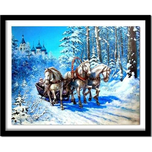 Nabi Diamond Embroidery Scenery 5D Diamond Painting Cross Stitch Horse Picture of Rhinestones Home Decor Christmas Gifts