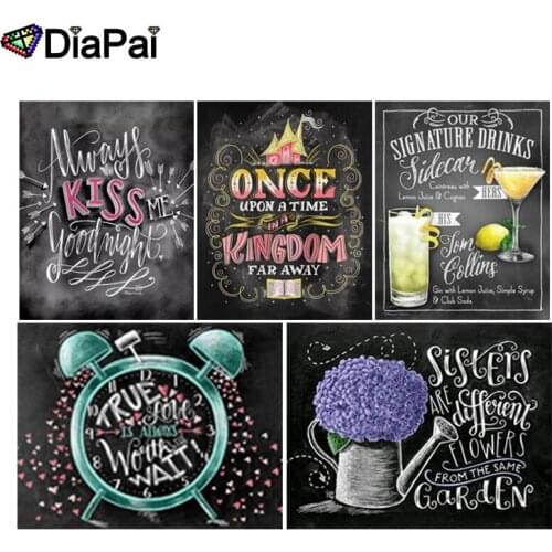 DIAPAI 5D DIY Diamond Painting 100% Full Square/Round Drill "Alarm clock text landscape" 3D Embroidery Cross Stitch Home Decor