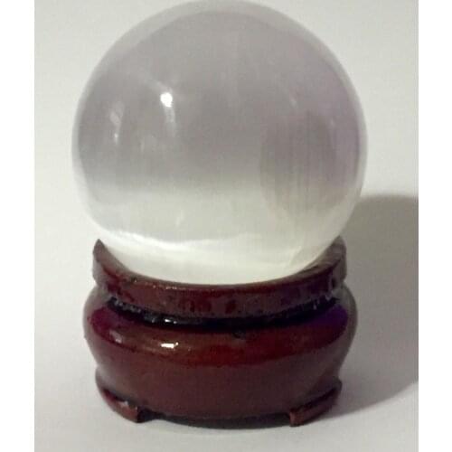 White Selenite Sphere With Stand Gemstone Specimen Reiki Crystal Sphere