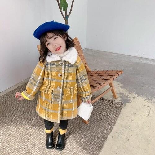 Girls Coat Kids Woolen Cloth 2021 Cute Thicken Warm Winter Autumn Kids Cotton Outwear Wool Fleece Childrens Clothing