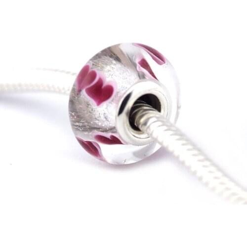 DIY Fits For Pandora Bracelets Wild Hearts Murano Glass Beads 100% 925 Sterling Silver Fashion Charms Jewelry Free Shipping