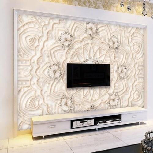 Photo Wallpaper European Style Marble Relief Pattern Art Mural Wall Cloth Living Room Sofa Home Decoration Waterproof 3D Fresco