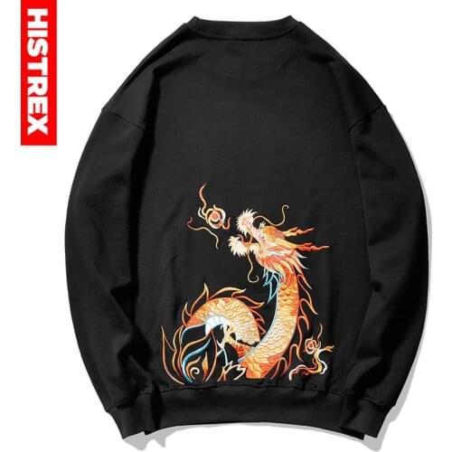 HISTREX Embroidered Dragon Men Sweatshirt Mens Streetwear Homme Printing DropShipping Harajuku Clothing Mens Sweatshirts S21FN