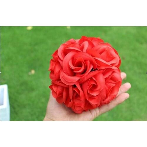 Artificial Rose Silk Flower Kissing Balls 15CM Hanging Flowers Ball For Wedding Christmas Ornaments Party Decoration Supplies