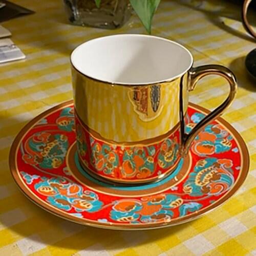 Ceramic Mugs Coffee Milk Drinkware Cups Handwork Chinese Style Water Cup Retro Home Lover Gift Mug Combination Band Tea Trays