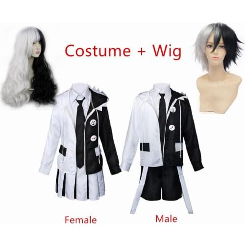 Anime Danganronpa V3: Killing Harmony Cosplay High Quality Monokuma Unisex Cosplay Costume coat+shirt+tie+skirt(or pants)+socks