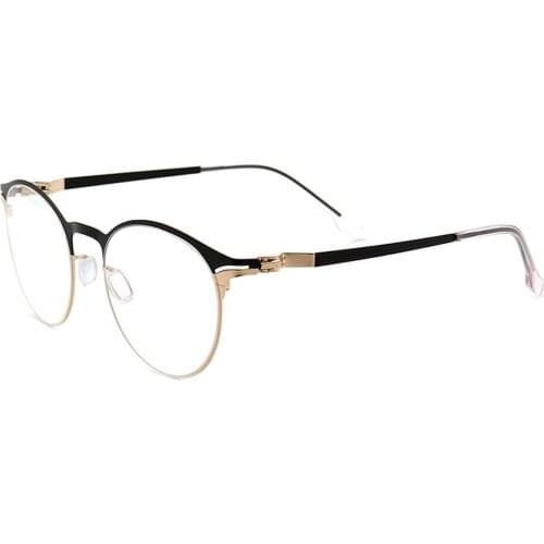 Stainless Round Retro Ultralight Frame Can Custom Made Myopia Lenses and Reading Glasses Photochromic Grey and Brown