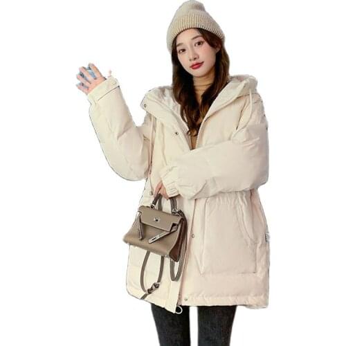 F~F 2021 Winter New High-Quality Cotton-Padded Jacket Womens Loose Jacket Fashion Hooded Pure Color Down Cotton Jacket