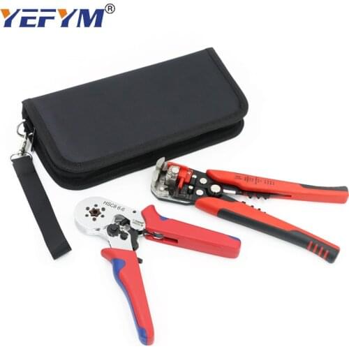 HSC8 6-6 pliers Crimp tools set for tube terminal 0.25mm2-6mm2 multifunctional stripping cutting wire pliers black tool kit