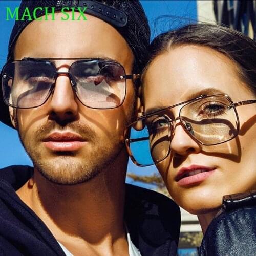 New fashion metal square double beam aviation sunglasses for men/women Classic Mach six Style Gradient Sunglasses Oculos De Sol