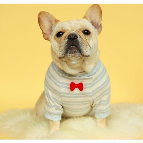 Pet Clothes Dog Bulldog Teddy Small Dog Cute T-shirt Bow-tie Dog T-shirt dog clothes