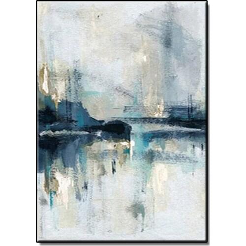 Wholesale pure Handmade abstract oil painting abstract city scenery wall art picture for living room home decoration no framed
