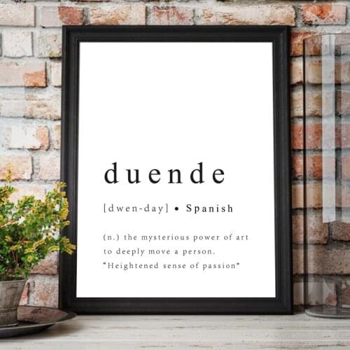 Duende Spanish Quote Print Modern Definition Typography Spain Passion Inspirational Poster Wall Art Canvas Painting Home Decor