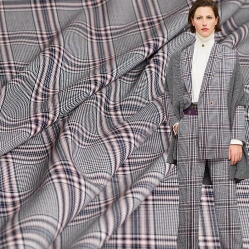 Pearlsilk Navy Blue Plaid Worsted Wool 100%Wool Garment materials Spring Pants Suits Jacket DIY clothes fabrics Freeshipping