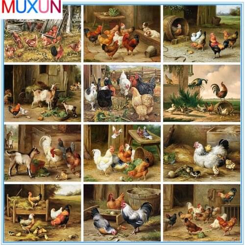 Full Square Drill 5D Diy Diamond Painting Chicken Animal 3D Diamond Embroidery Mosaic Rhinestone Pictures Home Decor Gift Bh011