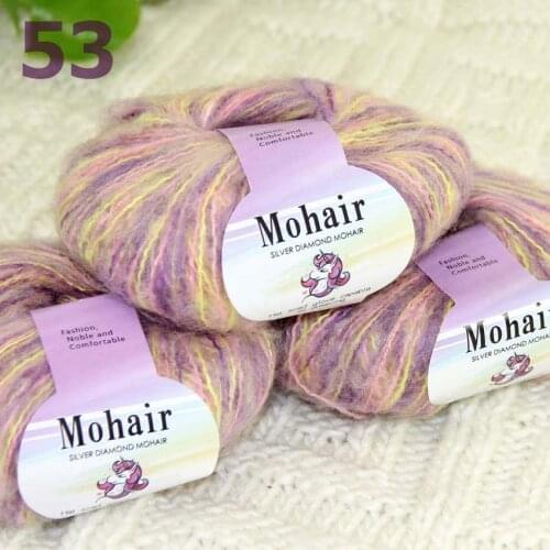 Sale New 3BallsX25g Luxury Soft Mohair Warm Wrap Shawl Hand Knit Crochet Yarn 291-53 Pink Violet Yellow