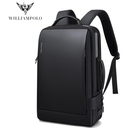 WILLIAMPOLO Backpack For Teenagers Fashion Microfiber Fit 17.3 Laptop Luxury Backpack For Boys School Bags Black PL207208
