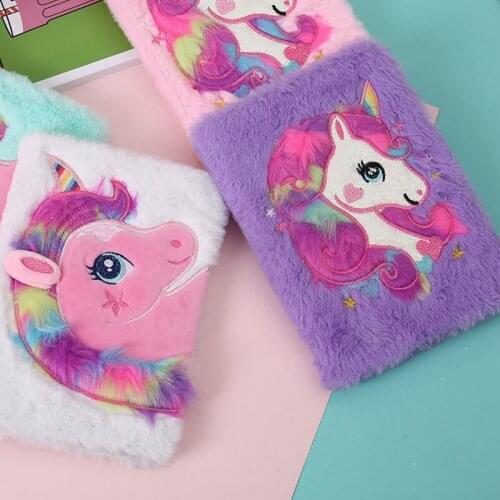 Student School A5 Notepad Cute Girl with Pink Plush Embroidery Unicorn Hand Account Diary Notebook Journal Supplies A5 Planner