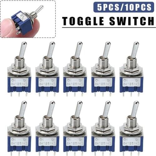 Blue Mini Toggle Switch 5Pcs/10Pcs MTS-202 6A 125V AC 6 Pin DPDT ON/ON 2 Positions Switches for Motor Or Switch Lights