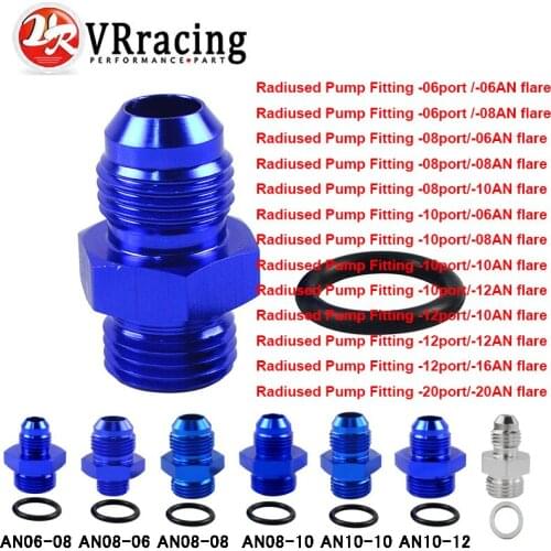 Radiused Pump Fitting -06 08 10 12 20 port /-06 08 10 12 16 20AN Flare Black/Blue