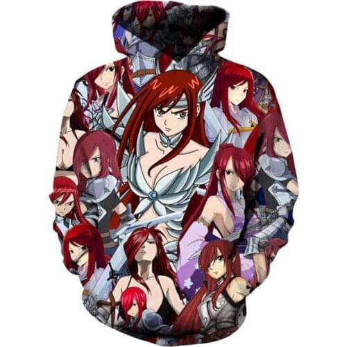 SOSHIRL Anime Fairy Tail Hoodies Punk Girls Printed Hooded Sweatshirt Comic Casual Pullover Outfit Top Cosplay Costume Plus Size