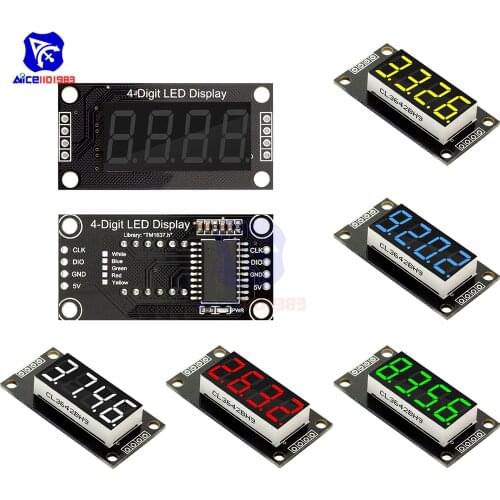 TM1637 0.36" 4 Bit LED Digital Tube Display 7 Segments Red Green Blue Yellow White LED Module Board with Pin for Arduino