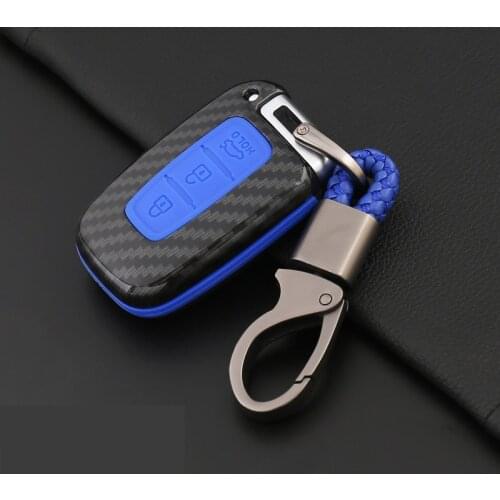 Carbon Fiber silicone car key case cover For Hyundai Solaris HB20 Veloster SR IX35 Accent Elantra i30 For KIA RIO K2 K3 Sportage