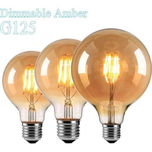 E27 Edison Screw,G125 E27 LED Filament Large Globe Bulb,Dimmable Vintage Bulb, Retro Decorative Light Filament LED Bulb