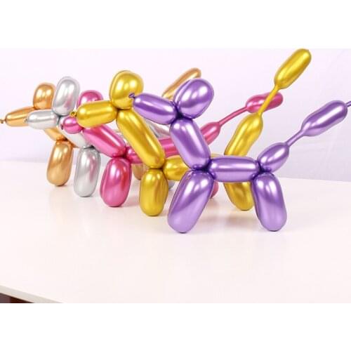 10/30/50/100pcs Chrome Metal Long Balloon New 1.8g Thickening Magic Strip Balloon Monochromatic Blended 260 Strip 1.5g