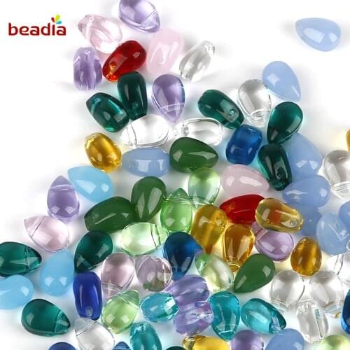 High Quality 20Pcs Czech Water Droplet Glass Beads DIY Waterdrop Bead Charm Bracelet Earrings Clothing Accessories Lampwork
